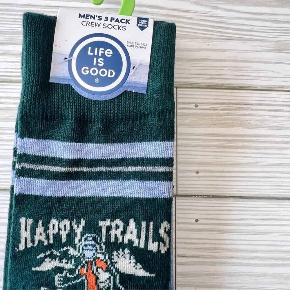 LIFE IS GOOD Men's Lightweight Low Cut Multi 3 Pack Crew Sock Set